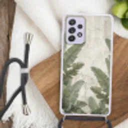 Bananenbladeren - Beton - Groen Hoesje Samsung Galaxy A52 5G met koord klein -sfeer4
