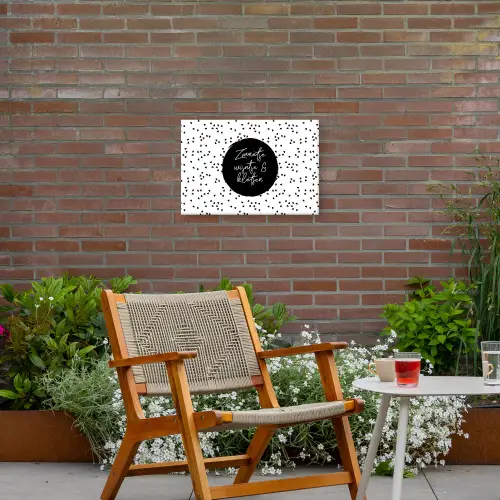 Zonnetje, wijntje & kletsen - Quotes - Tekst - Wijn - Zomer Tuinposter op houten frame 2 cm dik klein -sfeer3