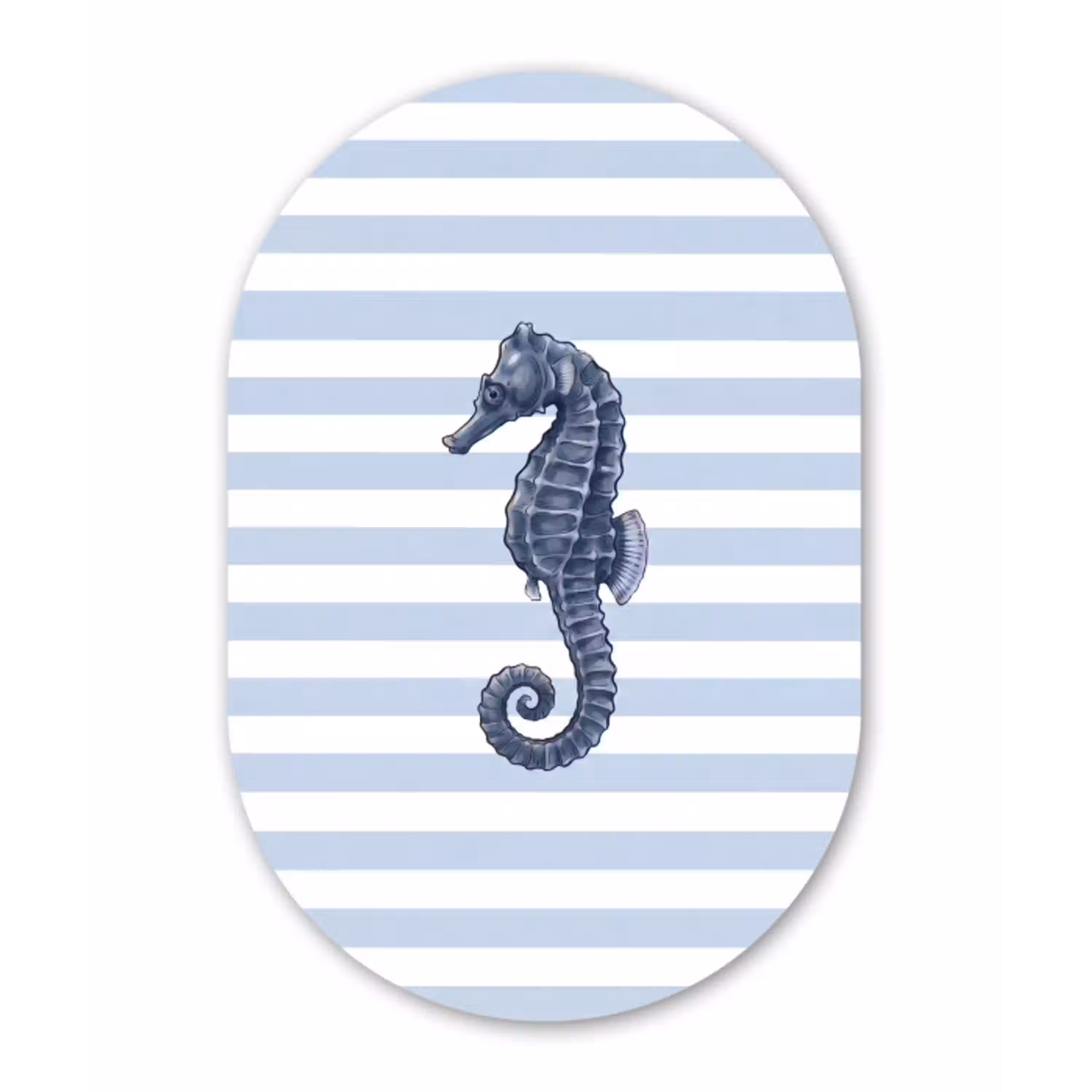 Vis - Oceaan - Illustratie - Blauw - Strepen Wandcirkel Ovaal Forex klein -3d