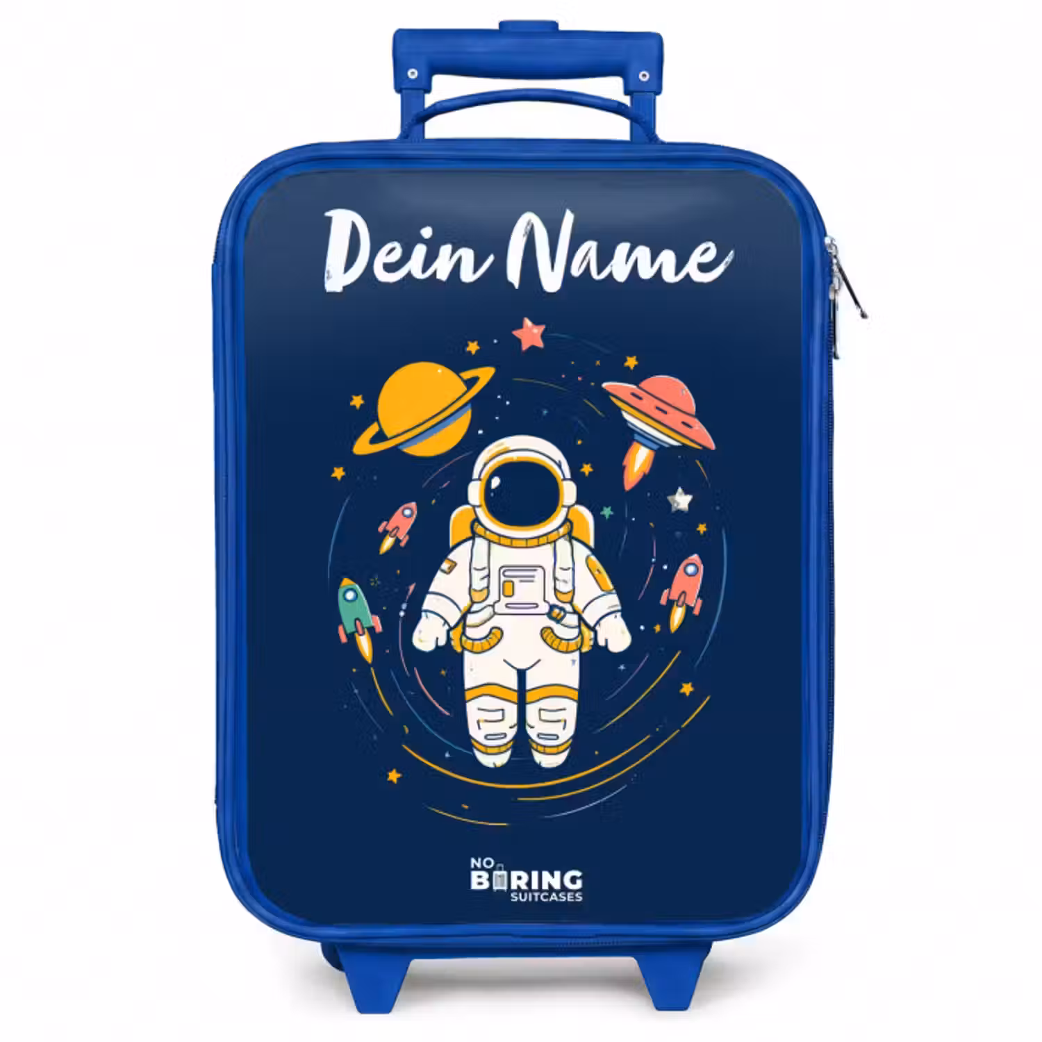 Kinderkoffer Blau mit Name - Astronaut - Planet - Sterne - Rakete