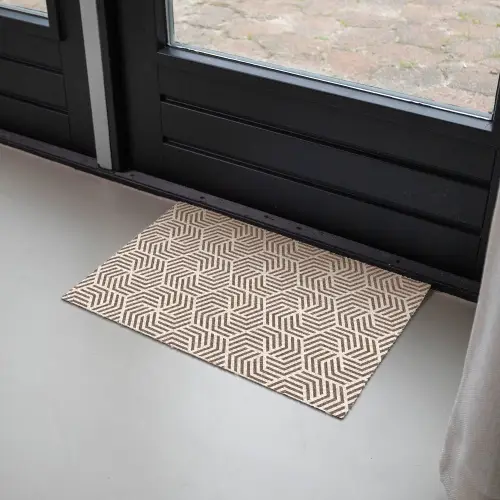Beige - Bruin - Patroon - Strepen Deurmat klein 898 -sfeer2