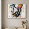 Graffiti - Handen - Vintage - Street art Textielframe zwart klein -sfeer2