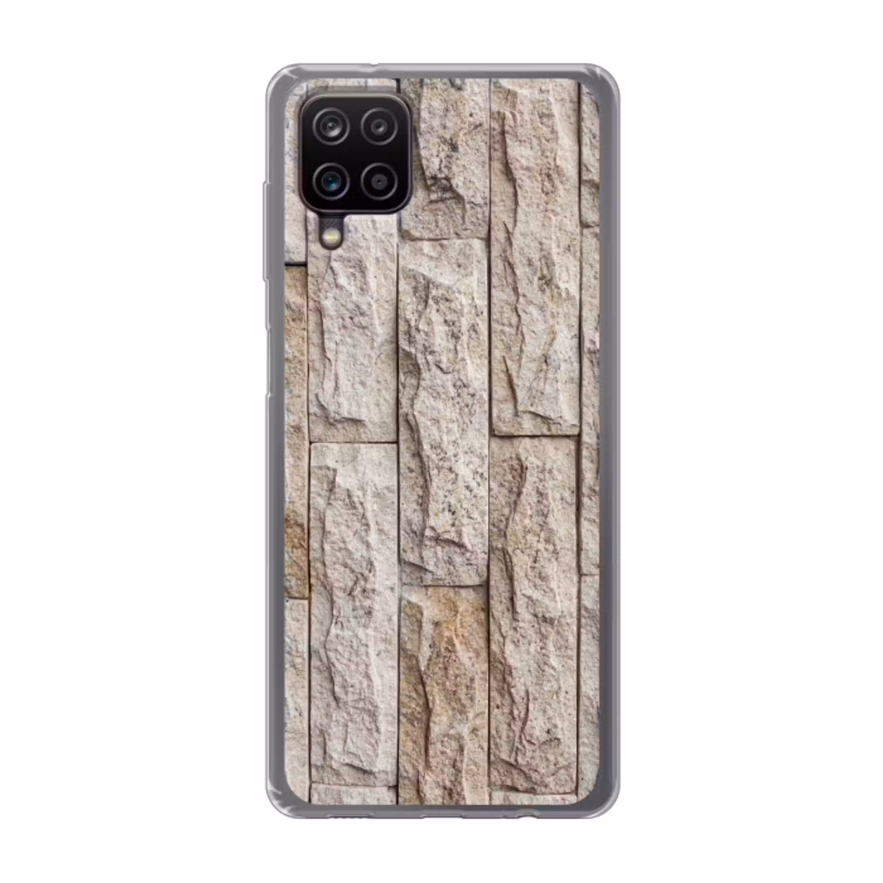 Muur - Steen - Ruw - Beige - Textuur Telefoonhoesje Samsung Galaxy A12 klein -3d