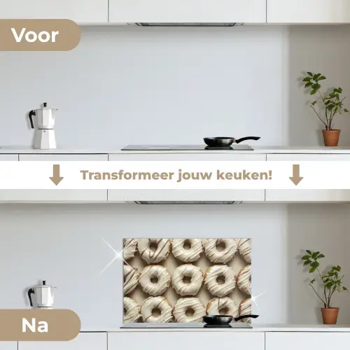 Donuts - Chocolade - Wit - Beige keuken achterwand spatscherm klein -voor_na_NL