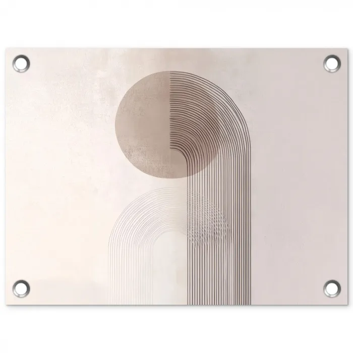 Minimalistisch - Cirkel - Lichtgrijs tuinposter los doek klein -3d