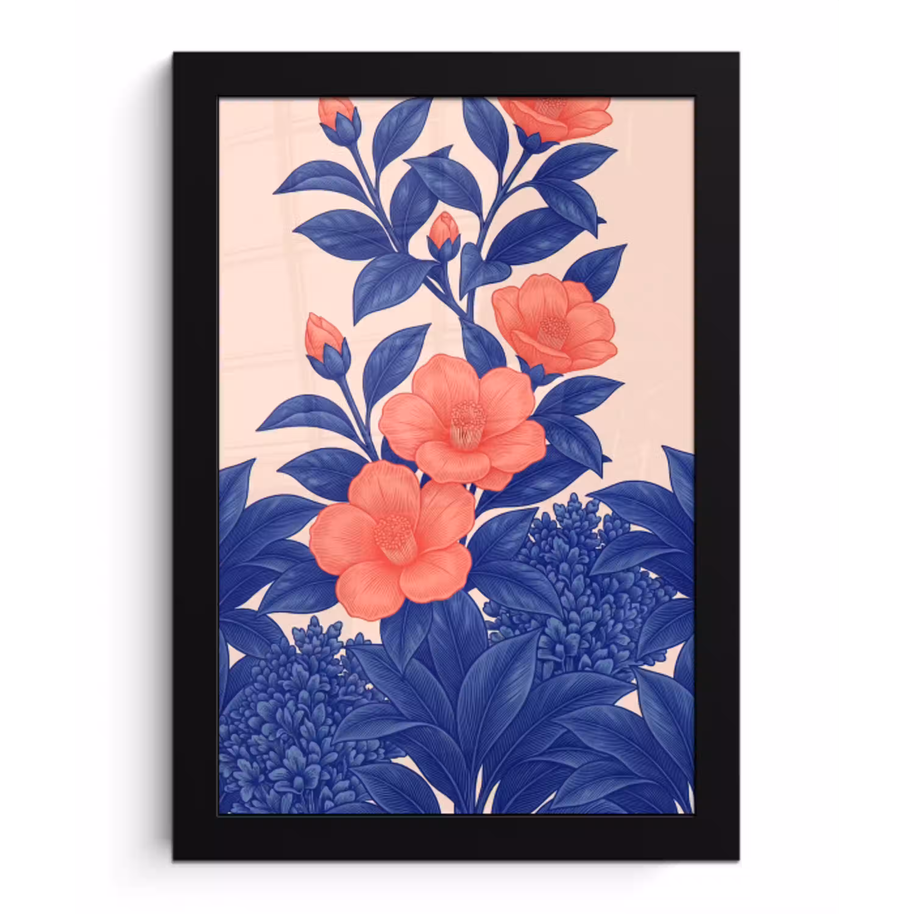 Bloemen - Bladeren - Botanisch fotolijst zwart zonder passe partout klein -3d