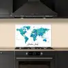 Wereldkaart - Blauw - Kleurrijk keuken achterwand spatscherm klein -sfeer1