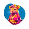 Muis - Kimono - Bloemen - Blauw Wandcirkel Organisch Plexiglas middel -3d