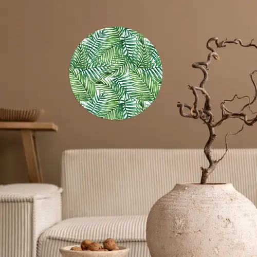 Palmboom - Bladeren - Groen Wandcirkel behangsticker klein 186 -sfeer1