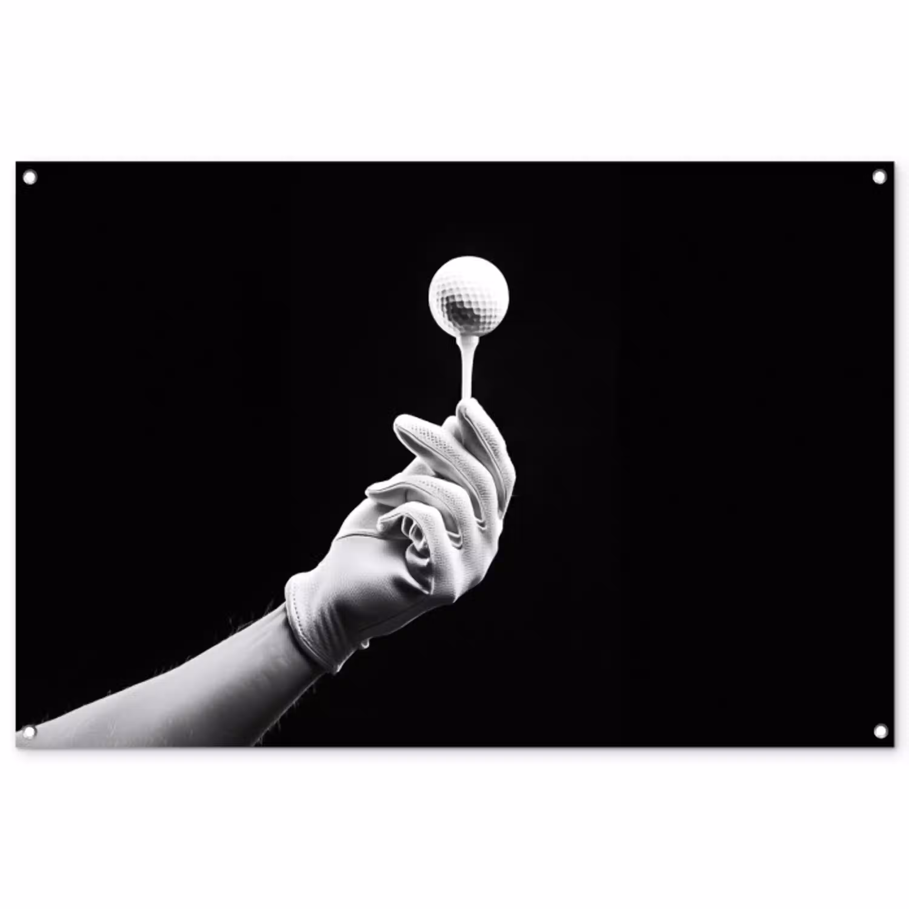 Golfbal - Zwart - Wit tuinposter los doek groot -3d