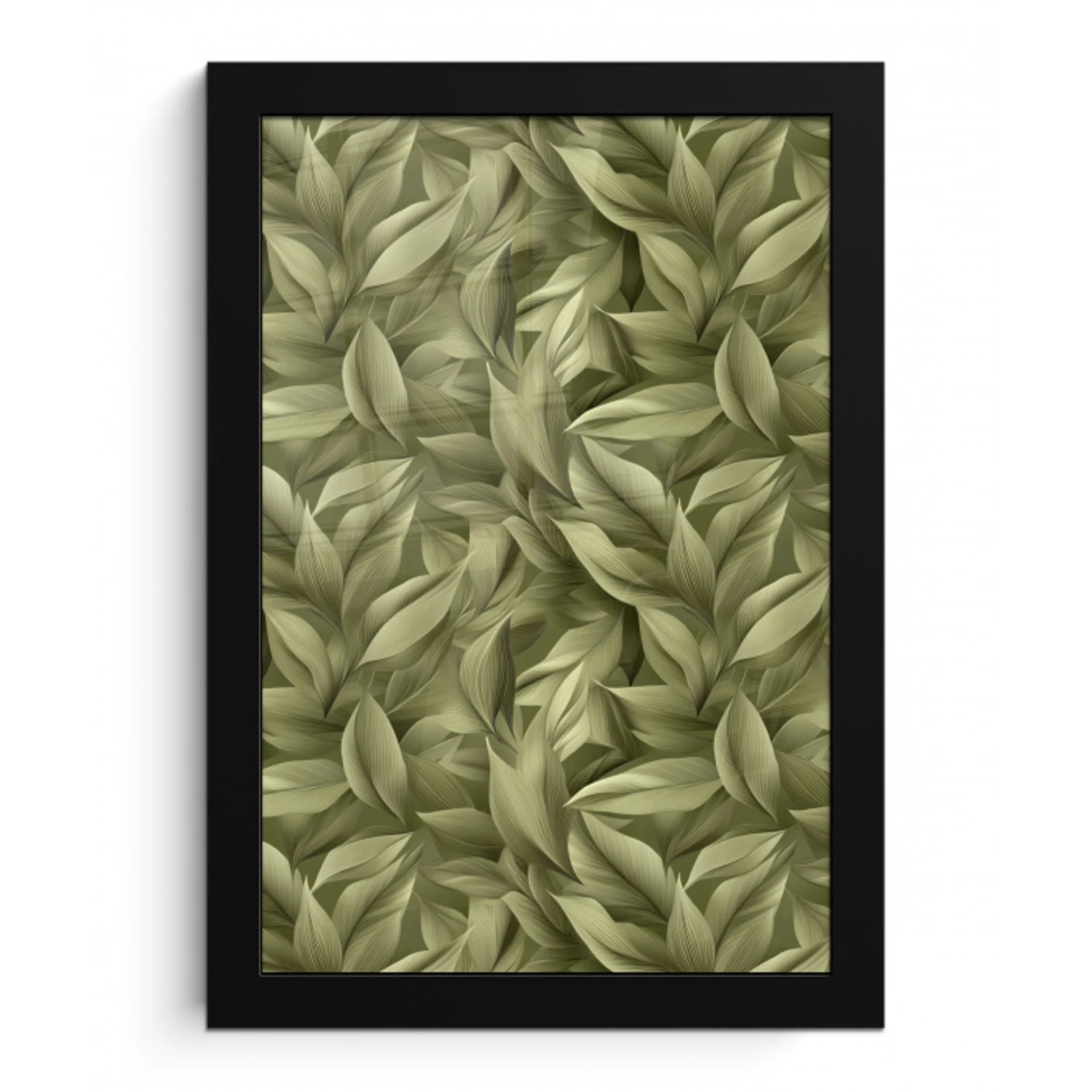 Bladeren - Modern - Groen fotolijst zwart zonder passe partout klein 224 -3d