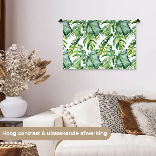 Bladeren - Monstera - Jungle - Tropical Wandkleed katoen klein -sfeer1