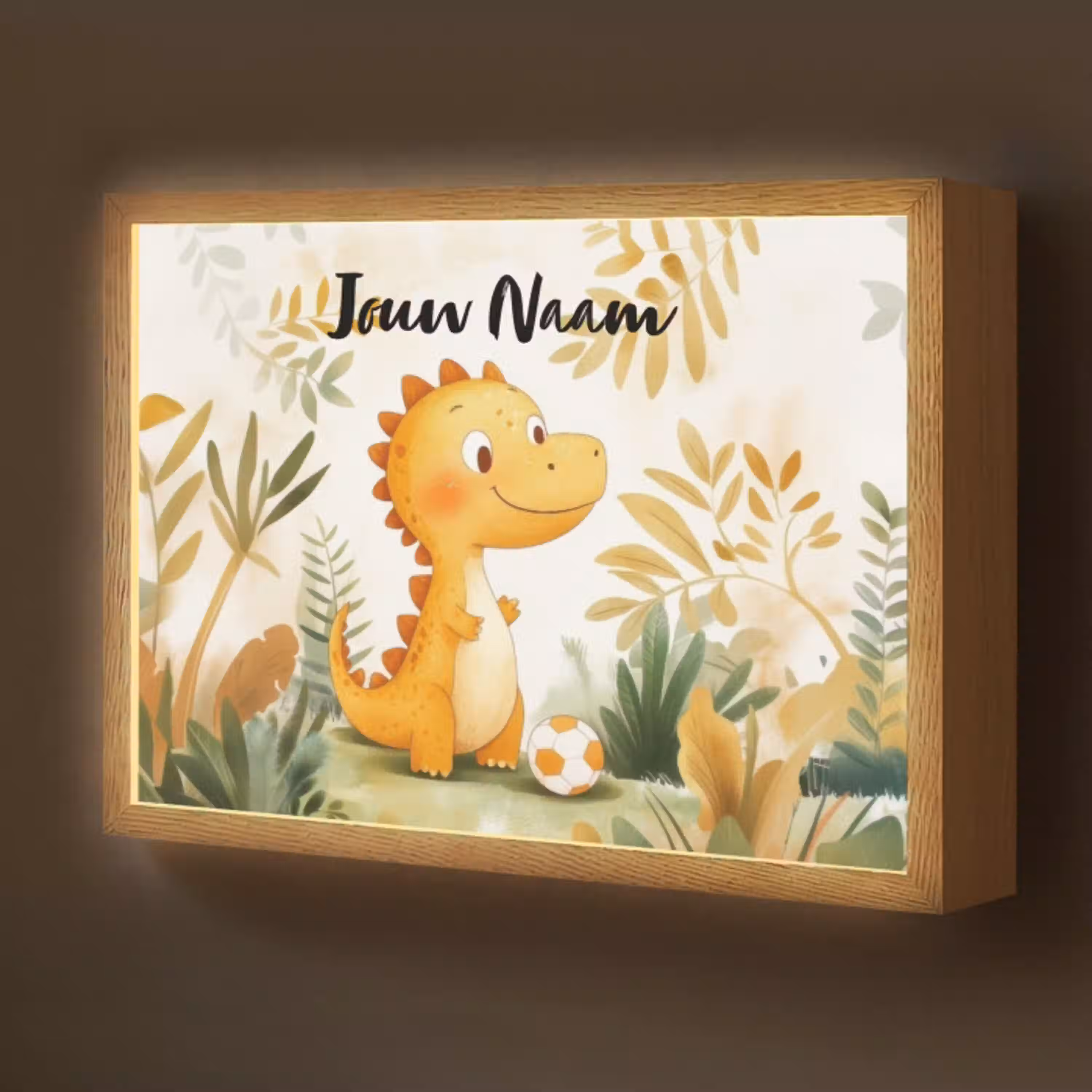Dino - Voetbal - Oranje Light Box met batterij (Wandlamp kind) middel -z3d_website