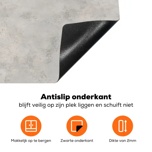 Grijs - Beton - Industrieel Inductie beschermer vinyl 3mm klein 276 -zzzzzzz-td-onderkant