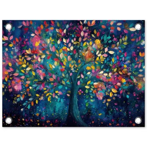 Kleurrijk - Boom - Magisch - Abstract tuinposter los doek klein -3d