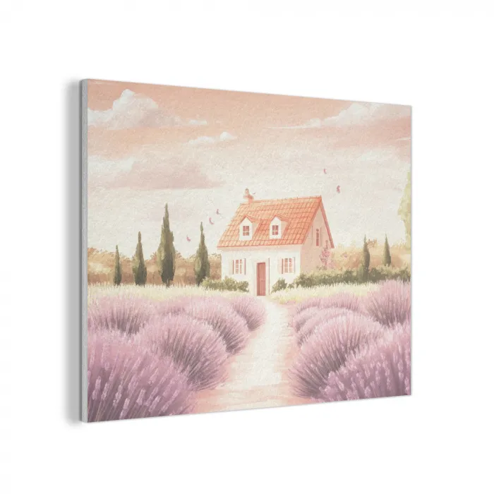 Lavendelveld - Huis - Paars PET vilt klein -3d