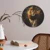 Leeuw - Zwart - Oranje - Verf Akoestische PET Vilt - Rond klein -sfeer3