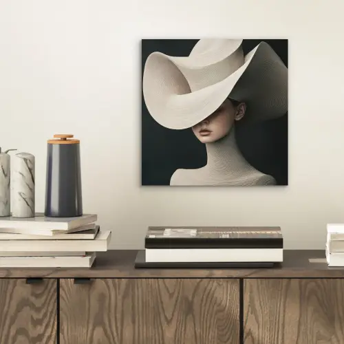 Vrouw - Golvende - Hoed aluminium wit klein -sfeer1
