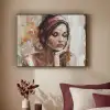 Vrouw - Verflook - Portret - Modern Textielframe zwart klein -sfeer1
