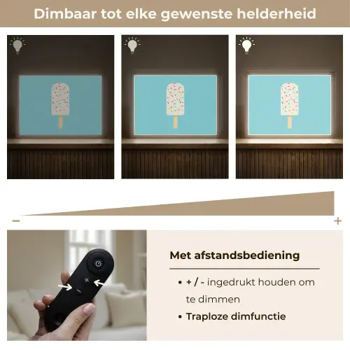 Ijsje - Stokje - Sprinkles - Lichtblauw Light Box met batterij (Wandlamp) middel -USP_dimbaarNL