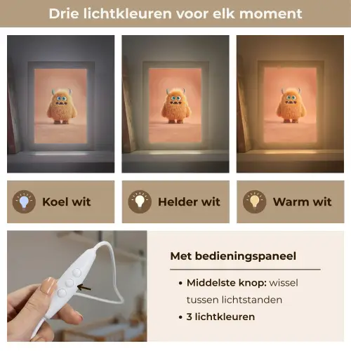 Monster - Knuffel - Oranje Light Box met kabel klein -USP_lichtkleurNL