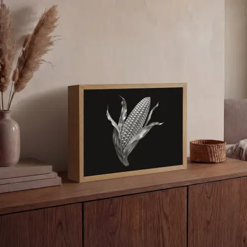 Maïskolf - Glanzend metaal - Elegant Light Box met batterij (Wandlamp) middel -sfeer2