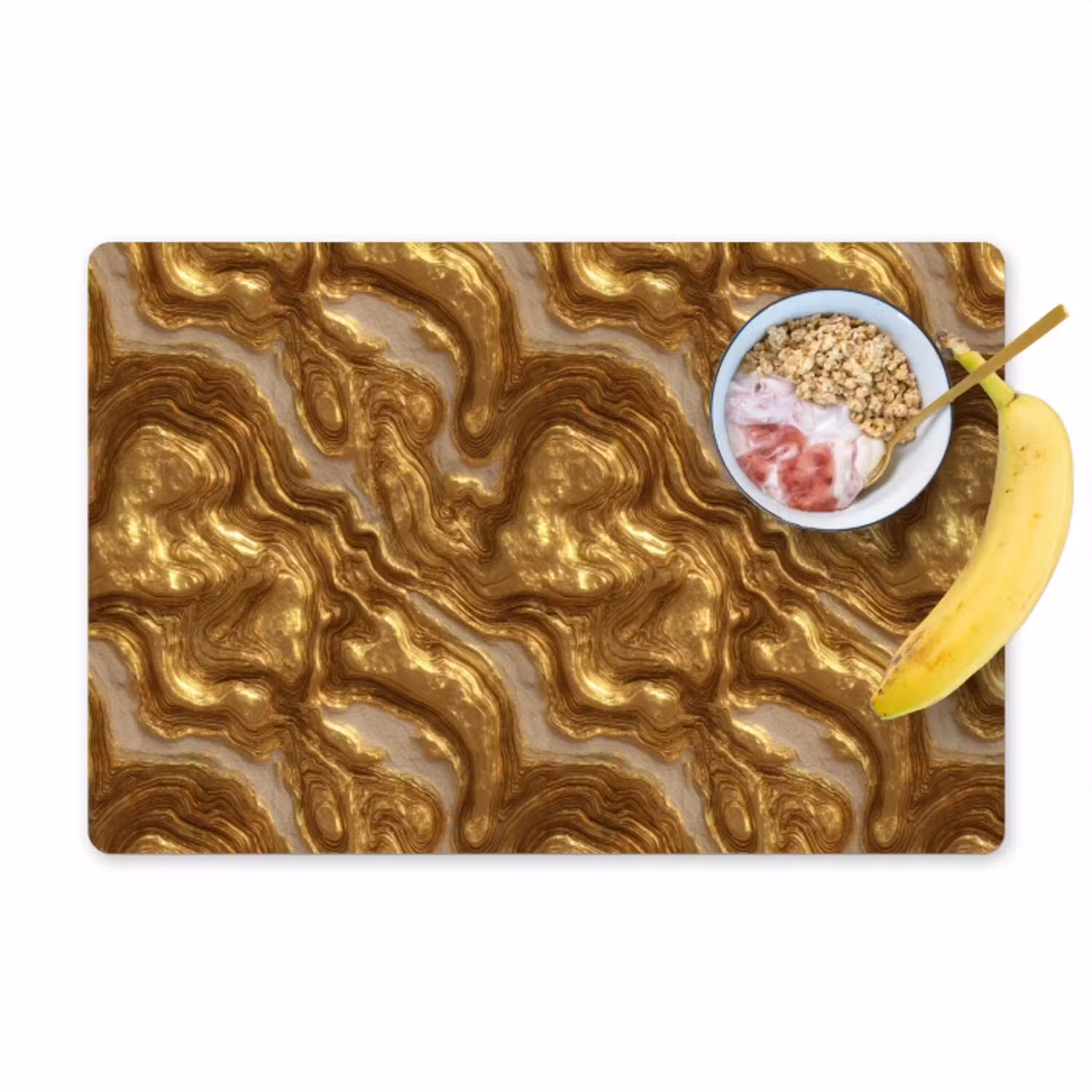 Golven - Organisch - Goud - Crème Placemat vinyl groot 368 -zzzproduct_Kitchenyeah-website