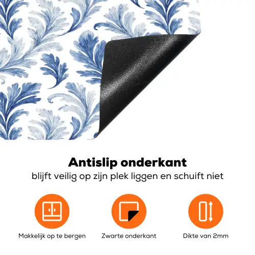 Frans - Citroen - Bladeren  - Blauw Inductie beschermer vinyl 3mm klein 276 -zzzzzzz-td-onderkant