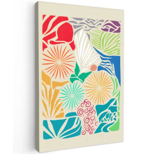 Kleurrijk - Abstract - Bloemen - Patronen Tuinposter op houten frame 2 cm dik klein -3d
