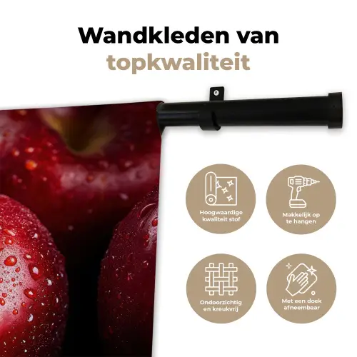 Rood - Appels - Fruit Wandkleed katoen klein -sfeer2