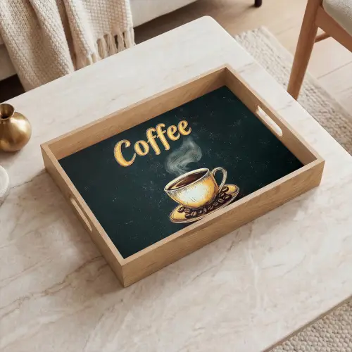 Koffie - Schotel - Koffiebonen - Retro Dienblad Rechthoek middel -sfeer1
