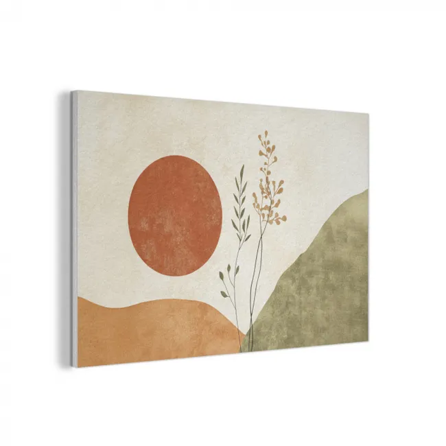 Akoestisch schilderij - Zon - Abstract - Takken - Oranje