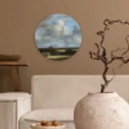 Gezicht op Haarlem met bleekvelden - Schilderij van Jacob van Ruisdael Wandcirkel kunststof plaat 5mm dik klein -sfeer1