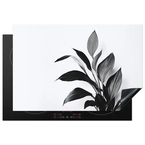 Plant - Bladeren - Minimalistisch - Zwart Inductie beschermer vinyl 3mm klein -3d