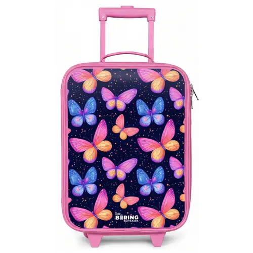 Kleurrijke vlinders in roze en blauw Kinderkoffer - Roze klein -zz3dotto