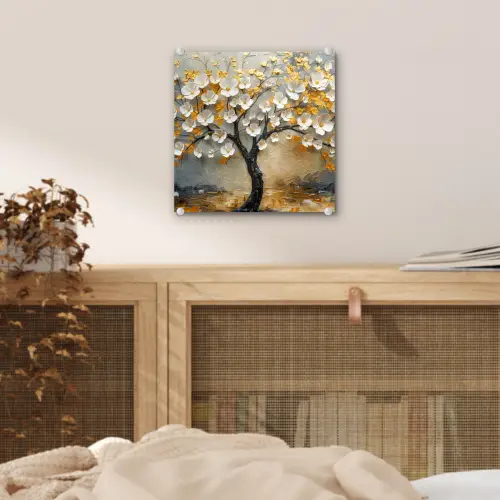 Boom - Bloemen - Goud - Beige plexiglas 5mm klein -sfeer4