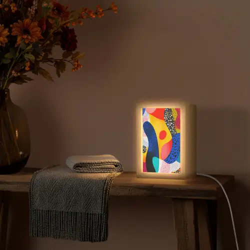 Vormen - Abstract - Stippels - Blauw Light Box met kabel (Tafellamp) klein -sfeer4