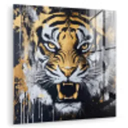 Tijger - Verfspatten - Goud plexiglas 5mm klein -zzzproduct_nieuw