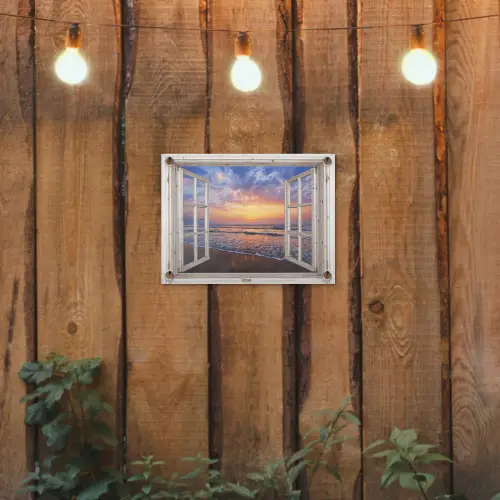 Zonsondergang aan zee tuinposter los doek klein -sfeer1
