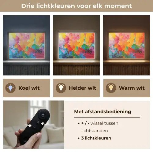 Abstract - Verflook - Modern - Kleurrijk Light Box met batterij (Wandlamp) middel -USP_lichtkleurNL
