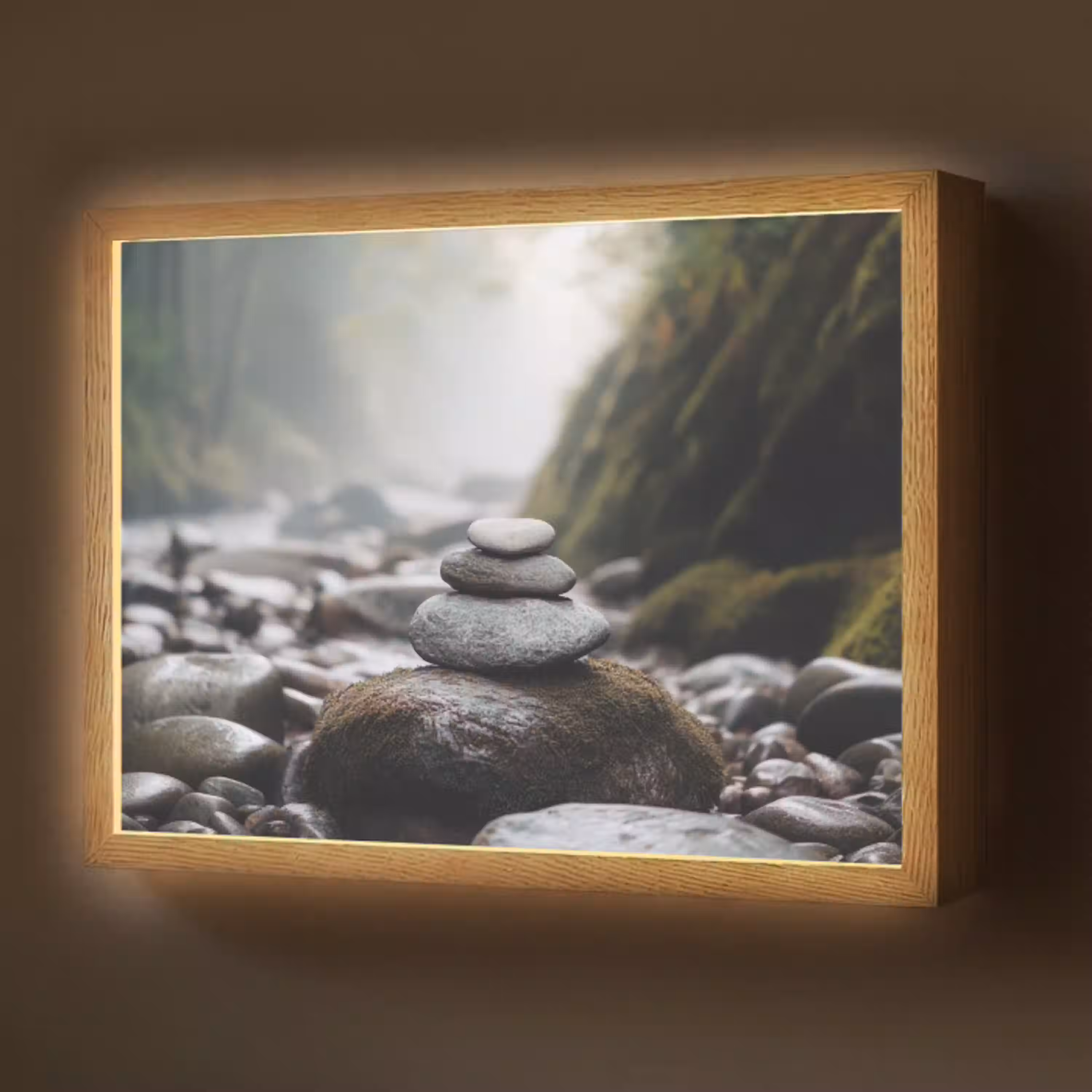 Stenen - Stapel - Natuur Light Box met batterij (Wandlamp) middel -z3d_website