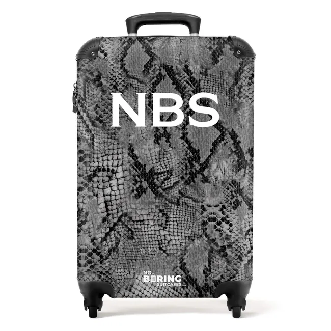 Koffer mit Name - Graues Schlangenmuster