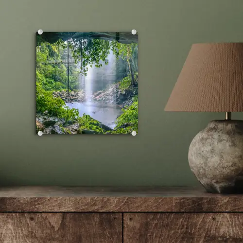 Jungle - Regenwoud - Water - Waterval - Planten plexiglas 5mm klein -sfeer3