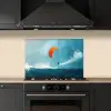 Kitesurfer - Oranje - Zee - Lucht keuken achterwand spatscherm klein -sfeer1