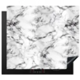 Marmer - Zwart - Dramatisch - Wit Inductie beschermer vinyl 3mm middel 274 -3d