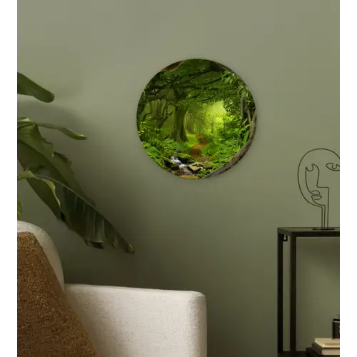 Jungle - Groen - Natuur - Tropisch - Planten Wandcirkel kunststof plaat 5mm dik klein -sfeer3