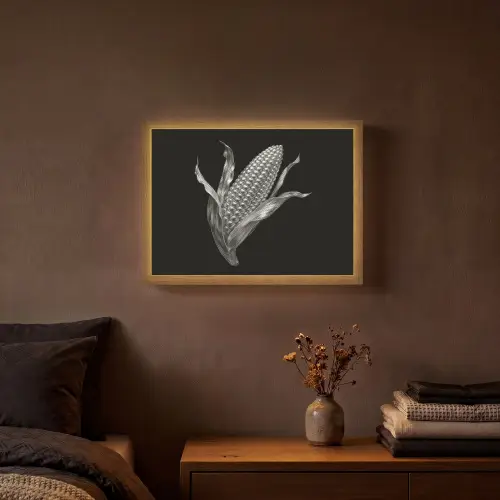 Maïskolf - Glanzend metaal - Elegant Light Box met batterij (Wandlamp) middel -sfeer4