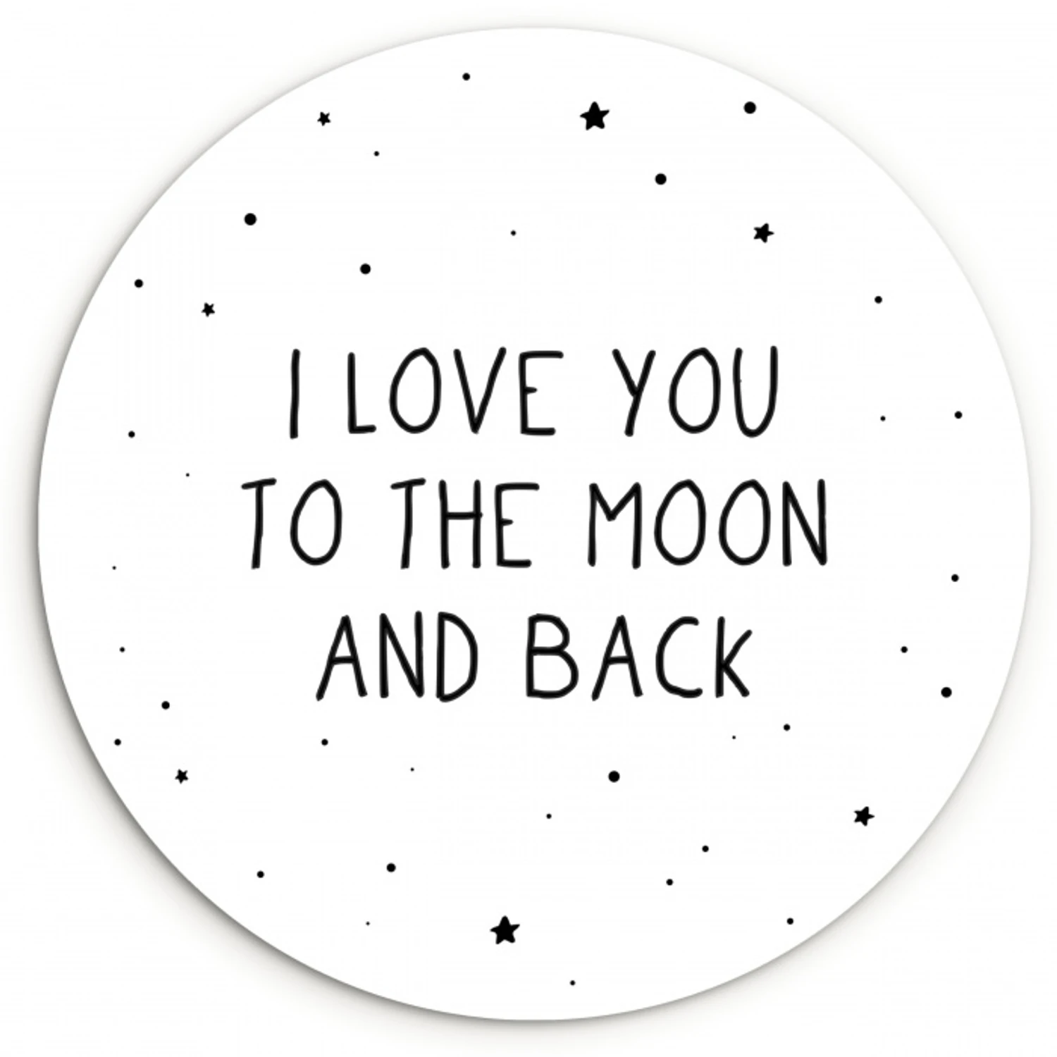 Quotes - I love you to the moon and back - Baby - Liefde - Spreuken Wandcirkel kunststof plaat 5mm dik klein -3d