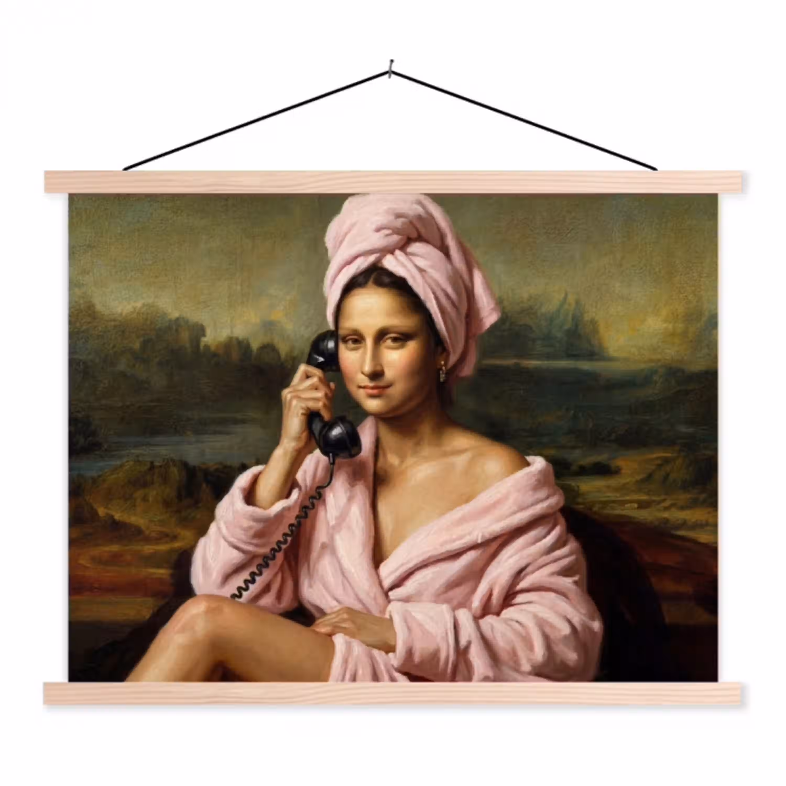 Mona - Klassiek - Roze textielposter latten blank klein -3d