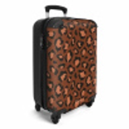 Dierenprints - Panterprint koffer in kastanjebruin en  zwart/terracotta NBS - Handbagage koffer - Unisex middel -productfoto_3d